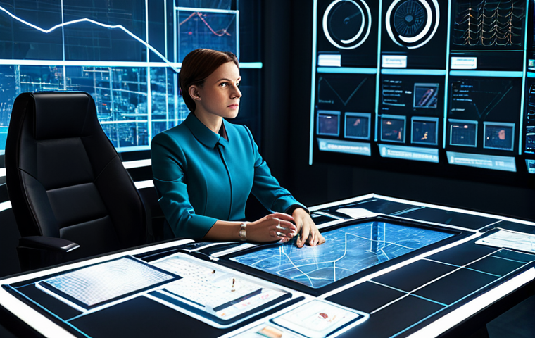 A focused professional strategist, fully clothed in a modest, elegant, retro-futuristic outfit, is seated at a sleek, minimalist table. Holographic projections display intricate game data, including character cards, elemental charts, and resource management graphs. Her expression is thoughtful and determined, conveying deep concentration. The background is a clean, well-lit control room with subtle technological elements and a serene, stylized cityscape visible through a large window. This image emphasizes intelligent strategic planning and a professional atmosphere. safe for work, appropriate content, fully clothed, professional dress, perfect anatomy, natural proportions, natural pose, well-formed hands, proper finger count, natural body proportions, high detail, studio lighting, family-friendly.