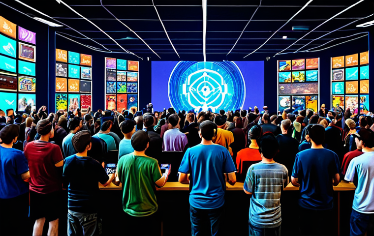 Community Gathering**
A vibrant and welcoming scene of "Reverse: 1999" players from around the world gathered at a virtual gaming convention. They are all fully clothed in modest, casual attire, representing diverse cultures. The background shows screens displaying gameplay and community art. The atmosphere is friendly and collaborative. Perfect anatomy, correct proportions, well-formed hands, safe for work, appropriate content, professional, family-friendly.
**