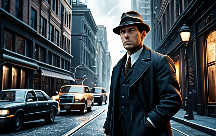 리버스 1999 스토리 확장 가능성 - **Prompt 1: Time-Traveling Detective** "A determined detective in 1920s attire, investigating a myst...
