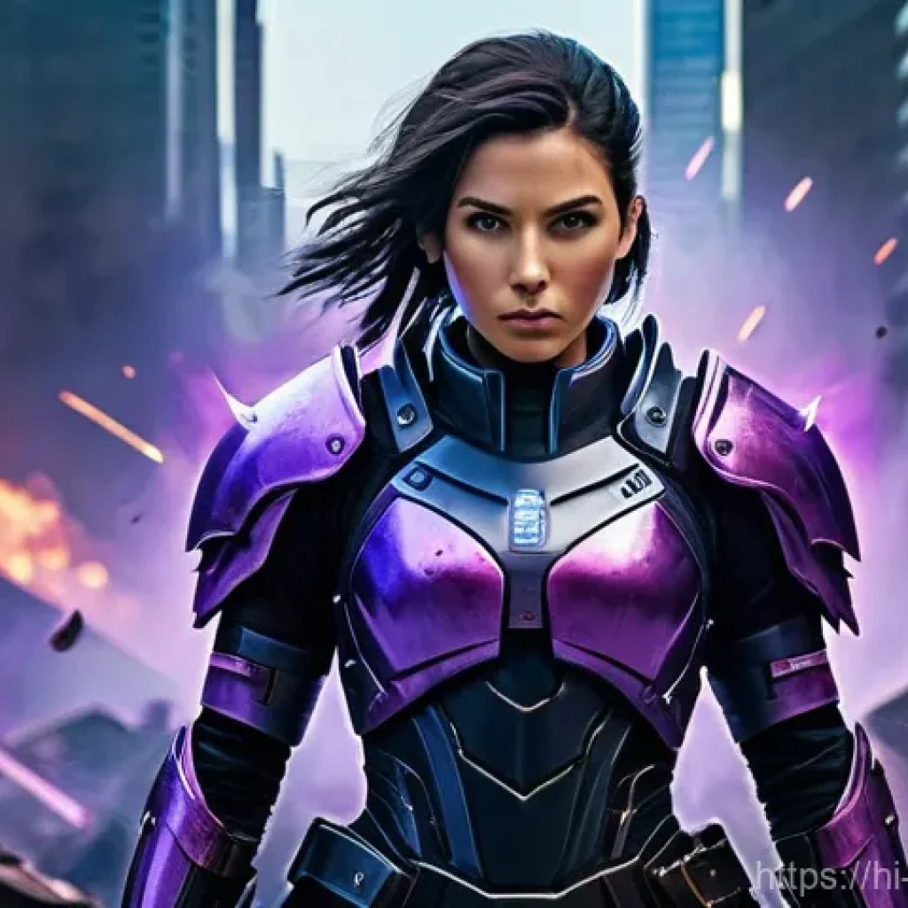 리버스 1999 캐릭터 도감 다운로드 - A determined female warrior, in her early twenties, stands ready for battle, exuding strength and fo...