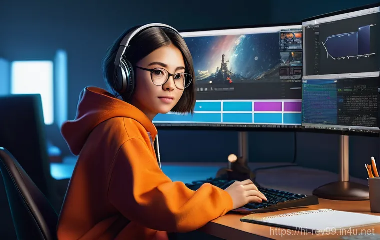 리버스 1999 팬 채널 관리 팁 - **Prompt:** A young, vibrant female content creator, around 20s, with short, stylish hair and glasse...