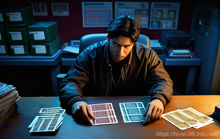 리버스 1999 초보자 실수 방지 - **Prompt:** A "Reverse: 1999" player character, looking frustrated, sits at a desk cluttered with va...