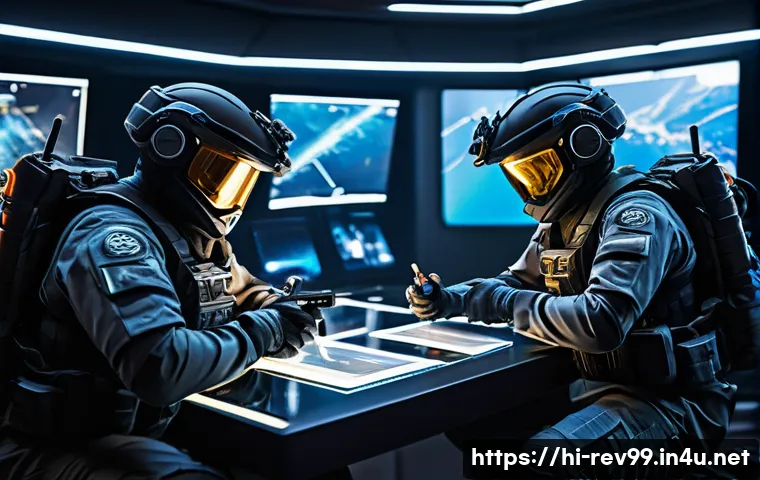 리버스 1999 업데이트 분석 - A dynamic scene of a futuristic multiplayer shooter game featuring diverse characters in tactical ge...