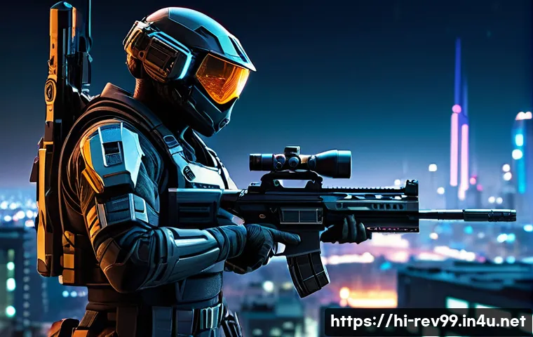 리버스 1999 속성별 최고 DPS 캐릭터 - A detailed futuristic sniper character in sleek tactical armor, wearing advanced combat gear with vi...