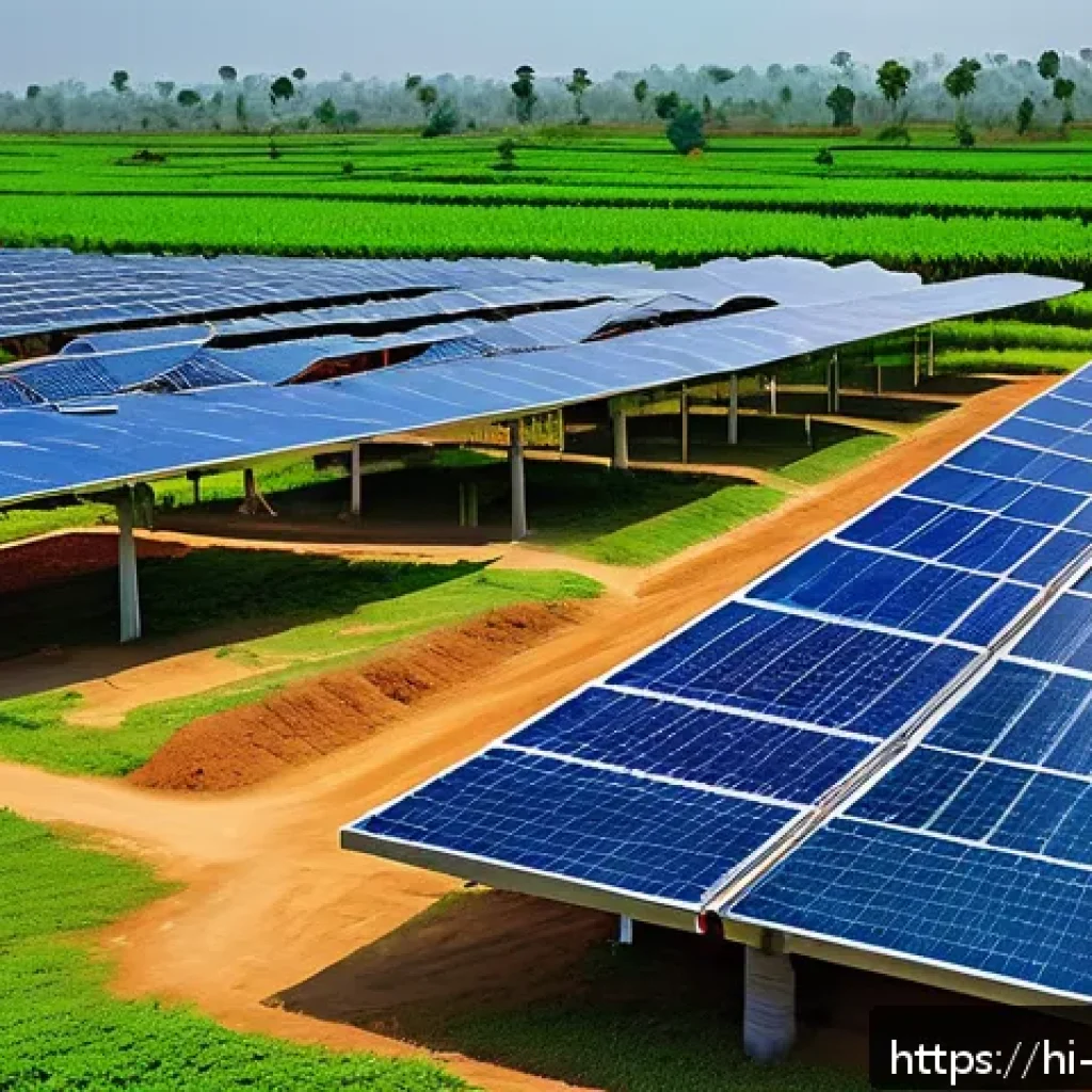 리버스 1999 에너지 시스템 이해 - A futuristic renewable energy system labeled "Reverse:1999" in a vibrant Hindi village setting, show...