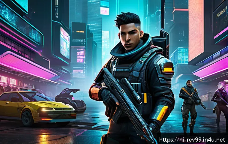 리버스 1999 데일리 퀘스트 효율 - A detailed scene of a futuristic multiplayer game environment inspired by Reverse:1999, showing a di...