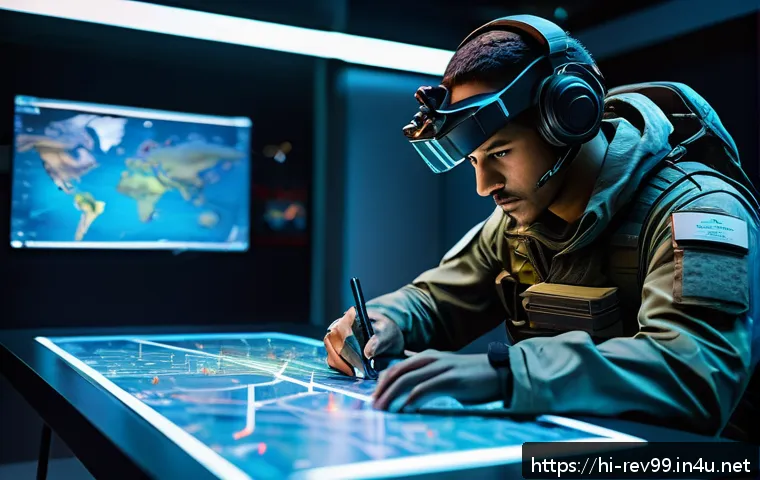 리버스 1999 도전 과제 공략 - A strategic gamer planning a mission in a futuristic battlefield setting inspired by Reverse 1999, w...